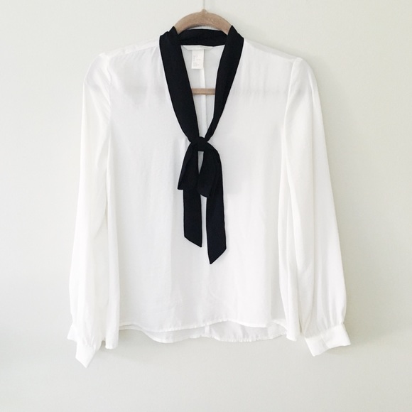 H&M Tops - neck tie blouse